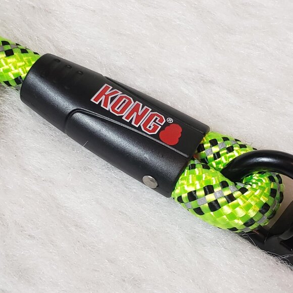 KONG XS/S Green & Black Reflective Dog Collar + 4 Ft Comfort Grip Rope Leash - Picture 14 of 16